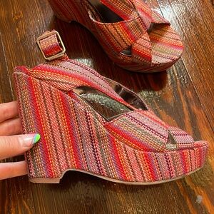 Colorful wedged heels